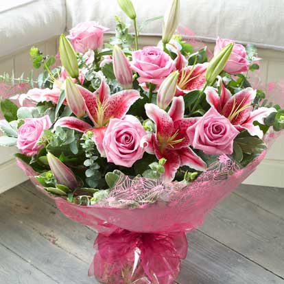 Breast Cancer charity pink bunch of flowers Interflora.jpg